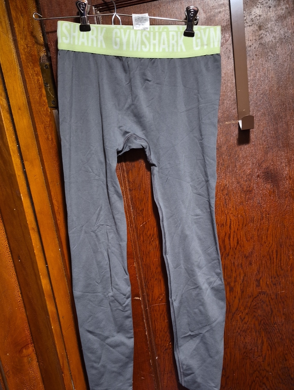 Gymshark Gray Tights with Lime Green Logo Waistband